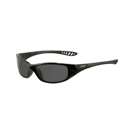 V40 Polycarbonate Standard Safety Glasses Black Lens - Black Frame - Wrap Around Frame